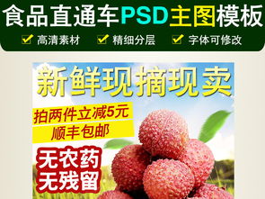 淘宝天猫水果妃子笑荔枝主图直通车图模板图片设计素材 高清psd下载 89.44mb 食品茶饮大全